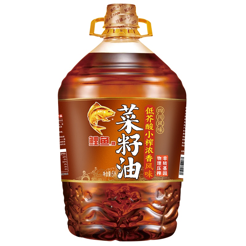 鲤鱼牌川香小榨风味菜籽油5L/小榨浓香风味菜籽油5L(非转压榨) 食用油