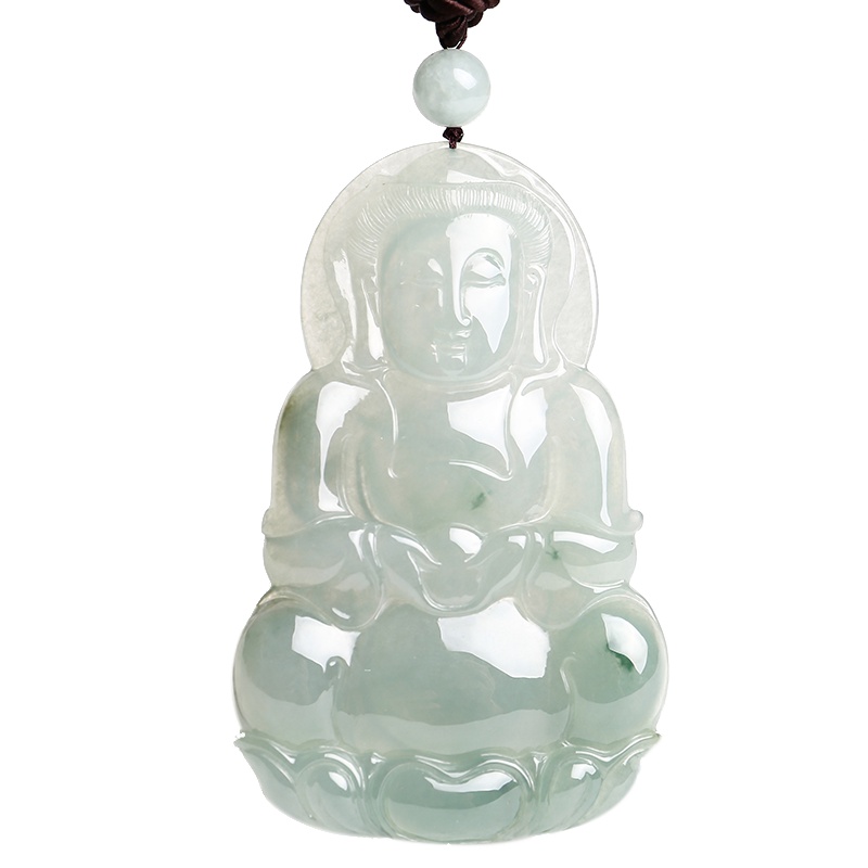 印象眸 翡翠观音玉吊坠 翡翠飘花观音菩萨玉石挂件 附送证书