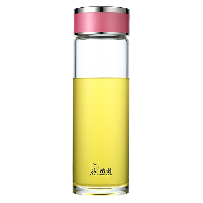 希诺HEENOOR单层玻璃杯女士水杯加厚密封防漏家用个性杯子简约花茶杯XN-7586