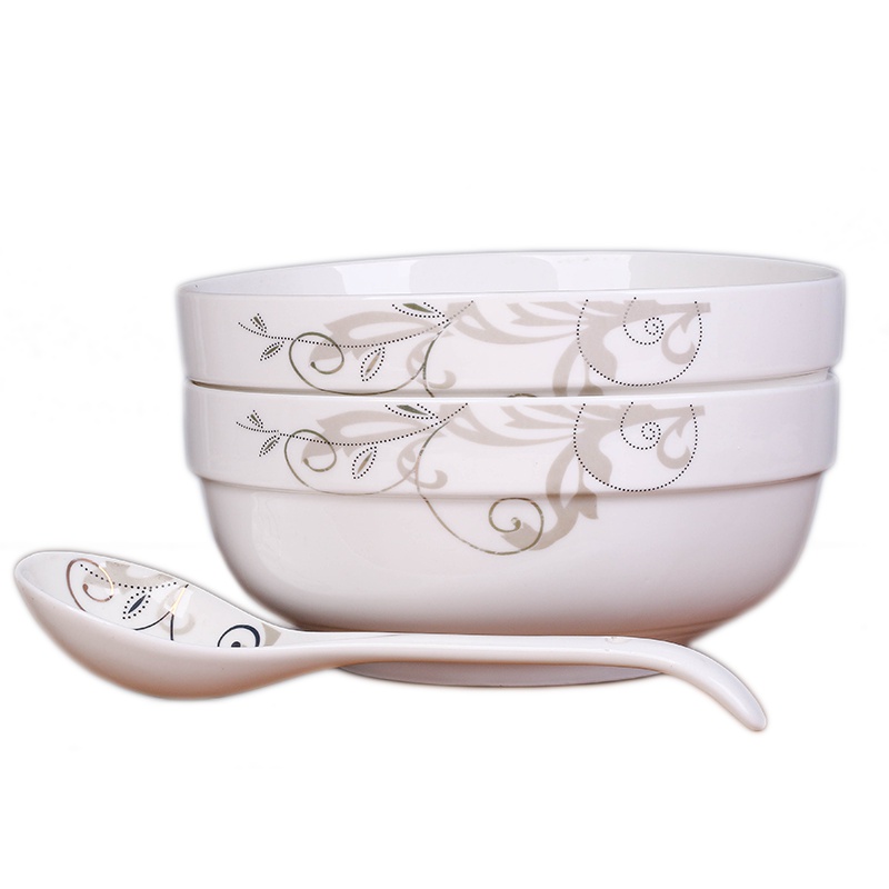 [汤碗2个装17.5cm]景德镇7英寸家用大汤碗陶瓷餐具碗大号陶瓷碗面碗瓷碗家用泡面碗-可爱猫