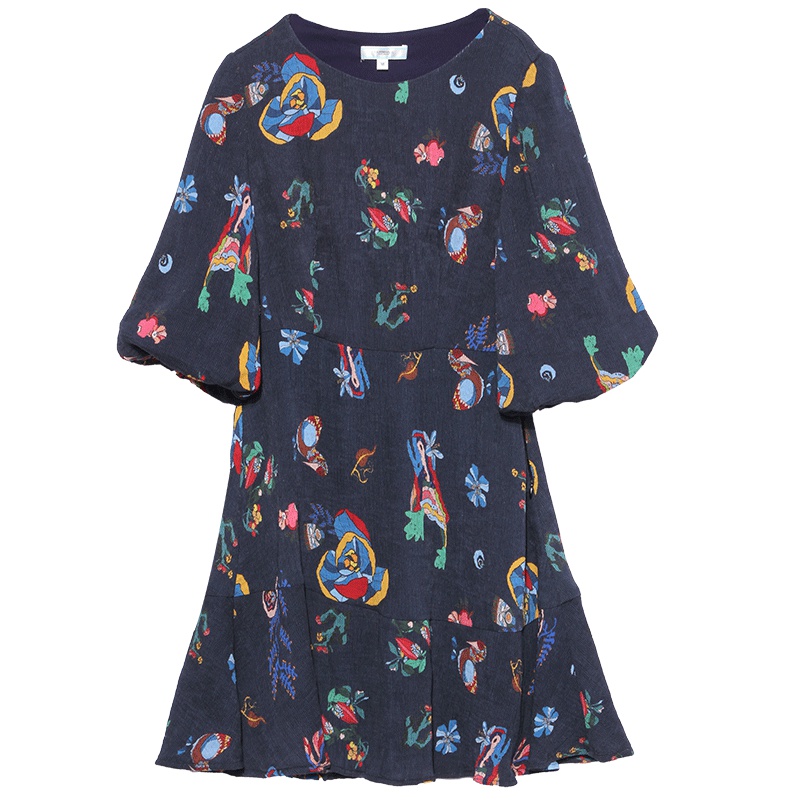 马克华菲女装2018春季连衣裙 印花中袖连衣裙