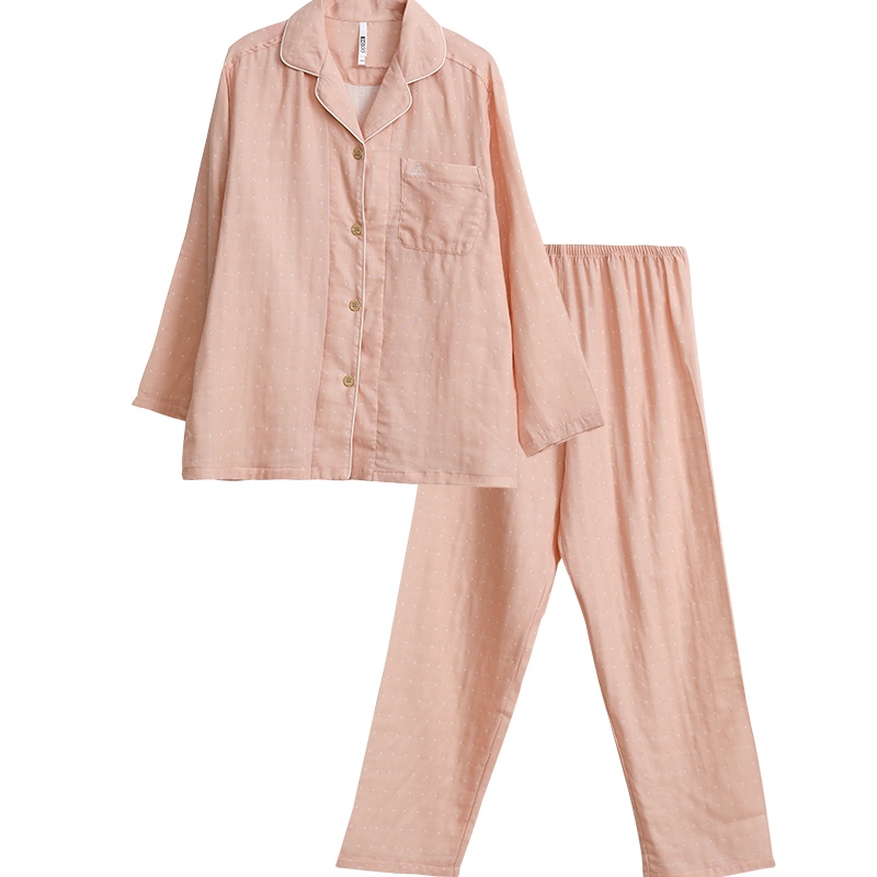 红豆居家全棉纱布舒适柔软男女情侣款睡衣居家服两件套