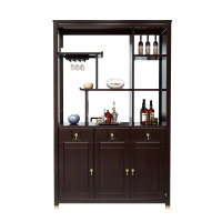 月影梳桐新中式间厅柜客厅实木隔断屏风家具三门带抽屉双面展示柜三层