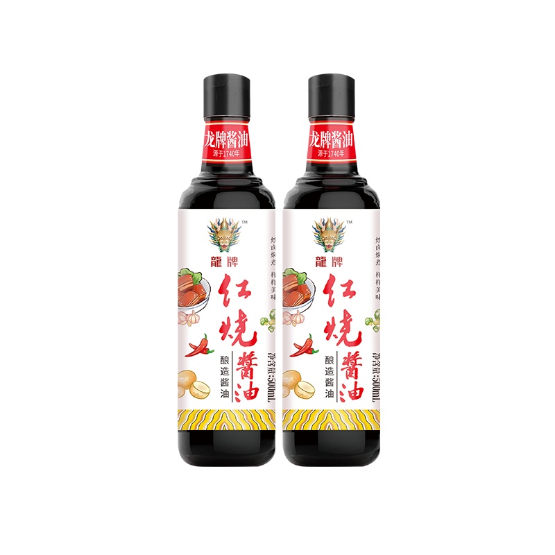龙旗舰店龙牌红烧酱油500ml*2瓶红烧肉上色老抽焖炖煮卤味调色炒