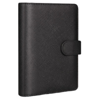 得力 3152 48k96张基础款活页皮面本 6孔商务办公记事本笔记本子 黑色（一本装）可定制