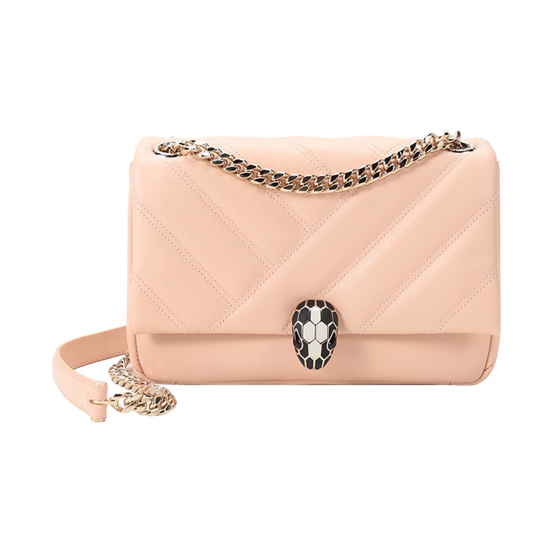 BVLGARI 宝格丽 女士 SERPENTl CABOCHON系列牛皮蛇头扣衔缝单肩斜挎包小号 290612