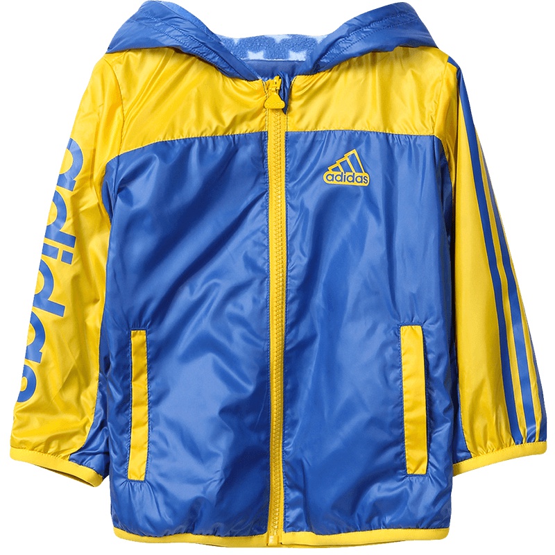 阿迪达斯adidas童装男婴童0-4岁休闲生活梭织防风外套夹克童装AZ8577 92 蓝色