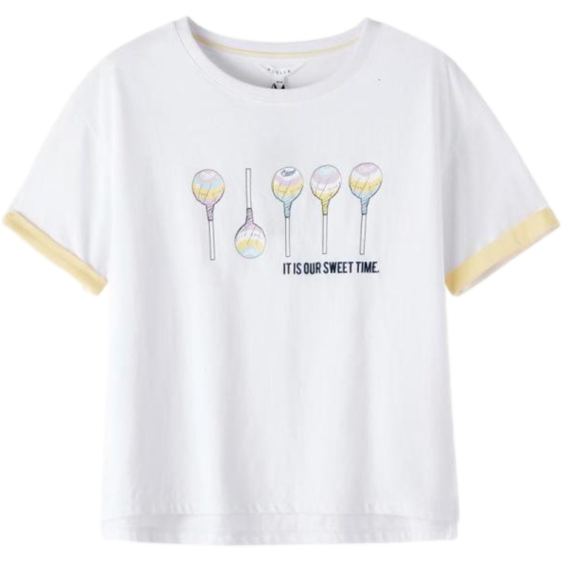 puella白色T恤女修身显瘦2019夏季新款休闲短袖体恤学生宽松上衣