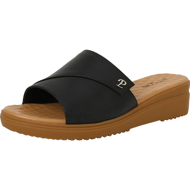 百田森夏新款拖鞋女外穿真皮厚底坡跟时尚软底沙滩防滑妈妈鞋_1