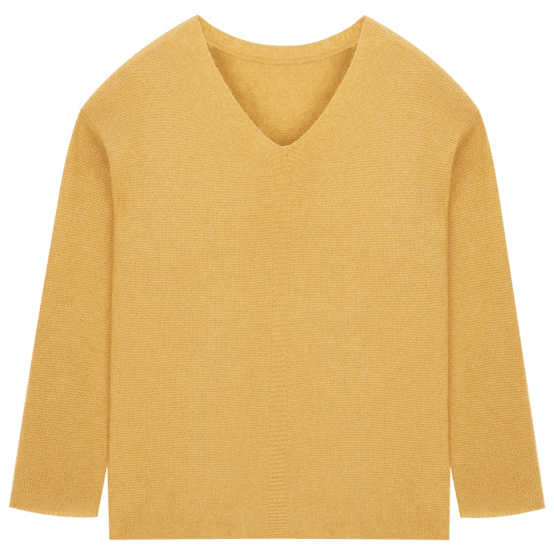 鄂尔多斯ERDOS 早秋V领翻花时尚羊绒衫舒适宽松女士针织衫/毛衣