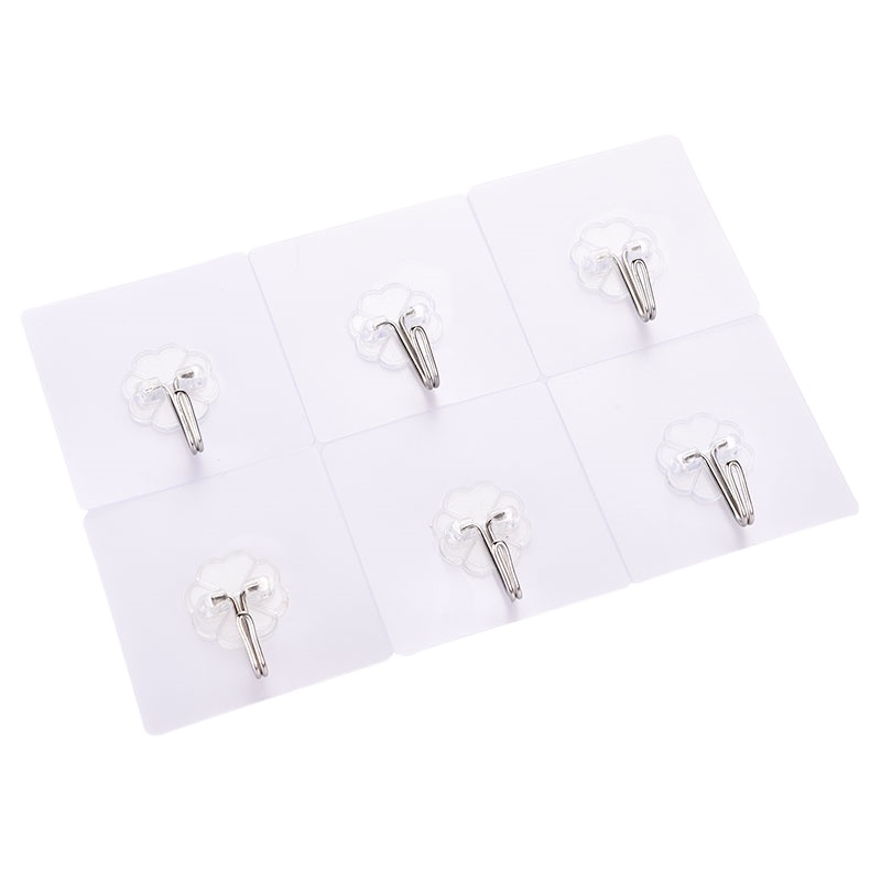 强力承重挂钩透明吸盘粘胶勾壁挂不粘贴瓷砖玻璃墙壁厨房粘钩 6个装