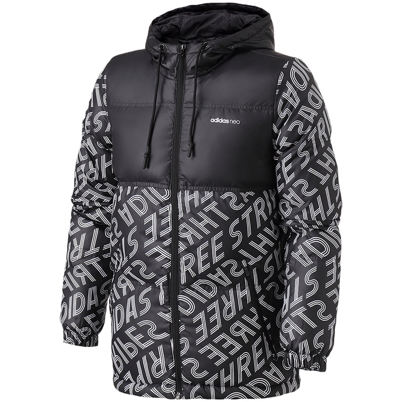 adidas阿迪达斯NEO男装连帽保暖运动休闲羽绒服DM2204 3XL DM2204黑色