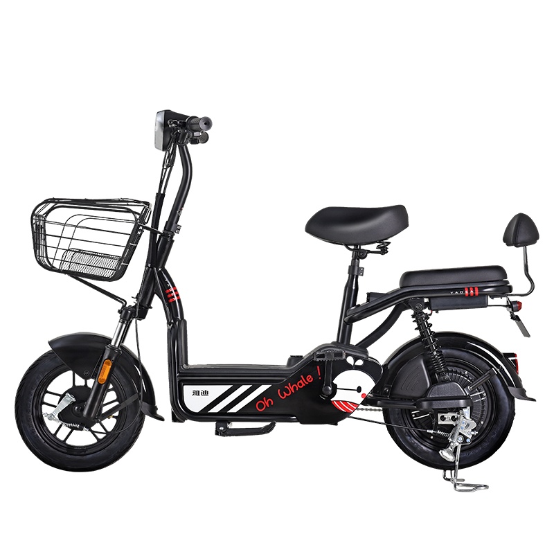 雅迪新款国标小王子PLUS铅酸电池可提48V电动车踏板电瓶车女性代步 小王子PLUS普通电池/黑色