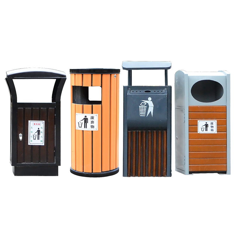 [规格:2个装40L 40*40*92 单位:cm 防腐木/塑胶木+镀锌板 款式留言备注]户外垃圾桶 室外环卫垃圾果皮箱