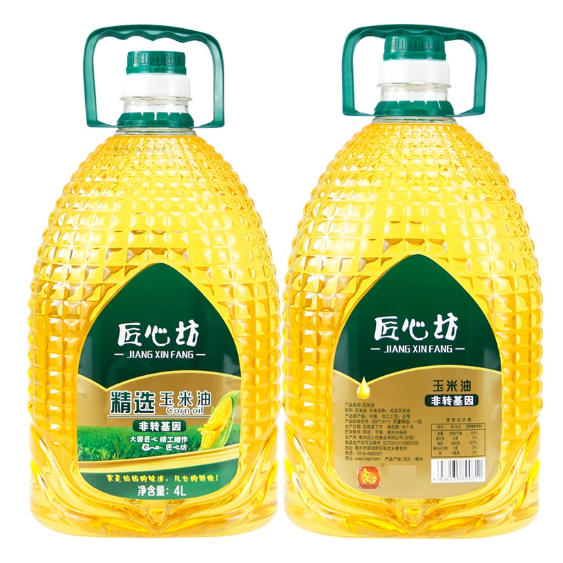 匠心坊非转基因玉米油4L物理压榨一级食用油4升8斤桶装家用