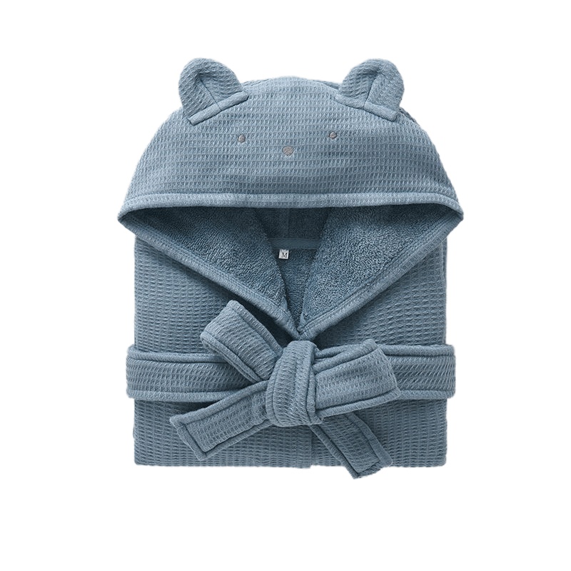 三利儿童毛巾料浴袍吸水速干纯棉冬加厚男带帽女童睡袍浴衣大小孩宝宝