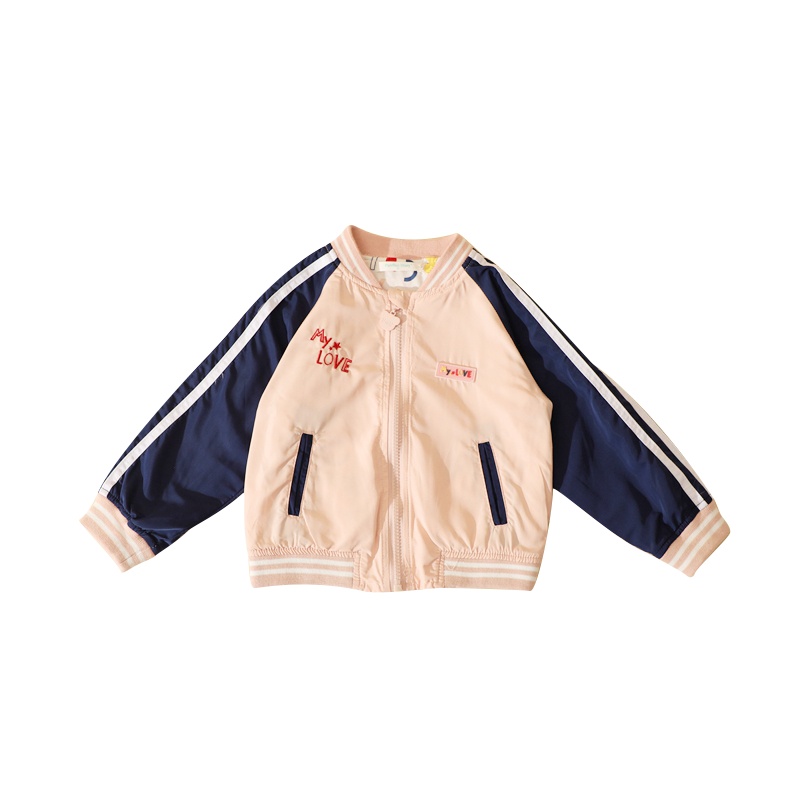 咕噜日记春秋款女童撞色徽标夹克CZW002