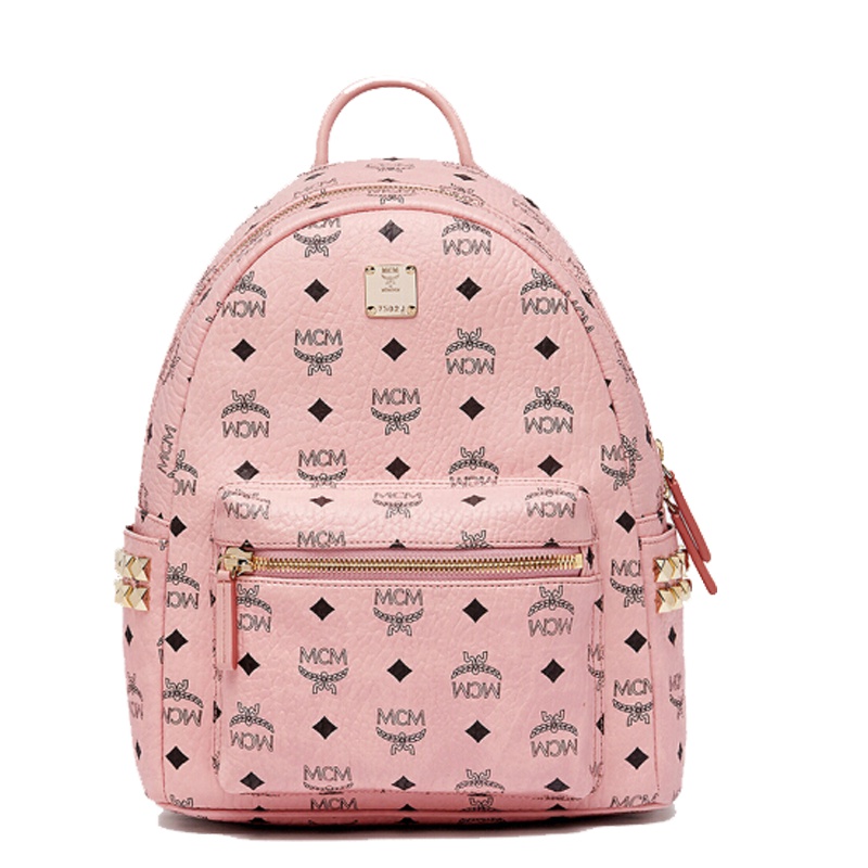 [直营]MCM Stark 系列 欧美时尚 小号 通用 涂层帆布 双肩背式 淡粉色