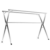 山山 晾衣架落地折叠式阳台晒被子晒衣架室内外晾衣杆可伸缩加厚不锈钢挂衣架 特粗款1.6米[可伸缩*带加固杆]