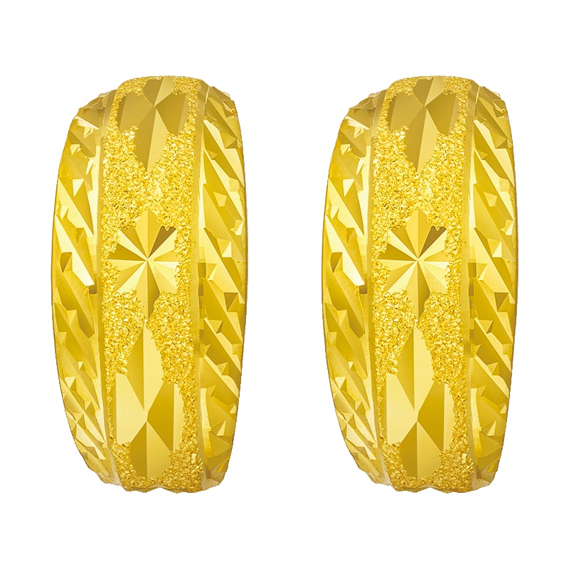 礼品周大福珠宝首饰蛇肚足金黄金耳环计价（工费58元）F217766