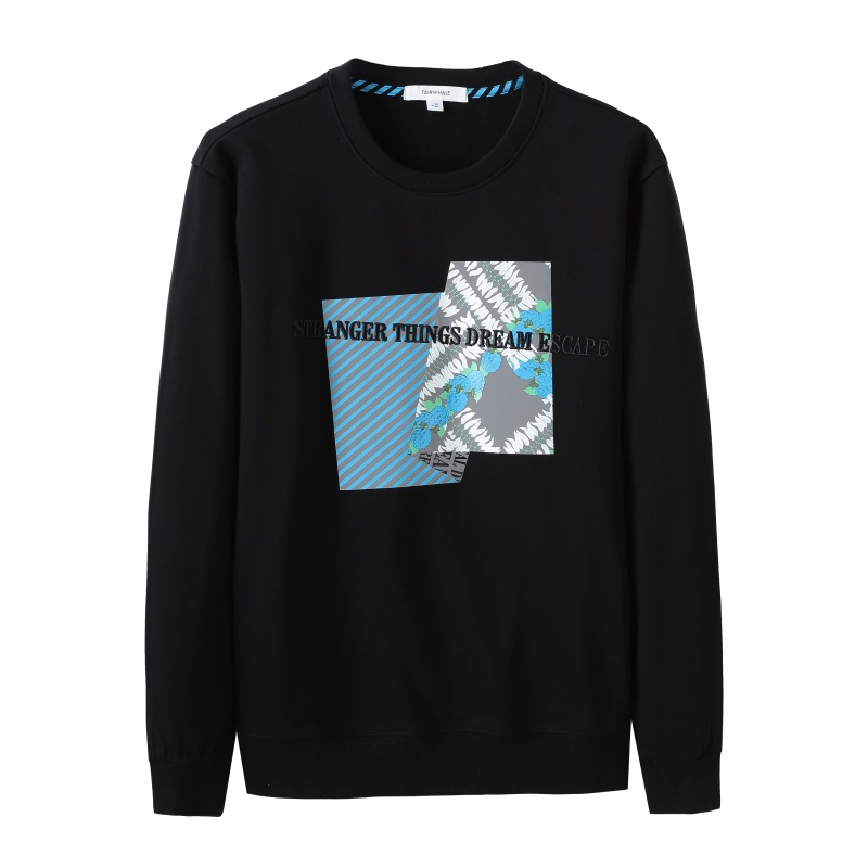 商场同款马克华菲卫衣男士2019春新款时尚印花字母刺绣套头上衣