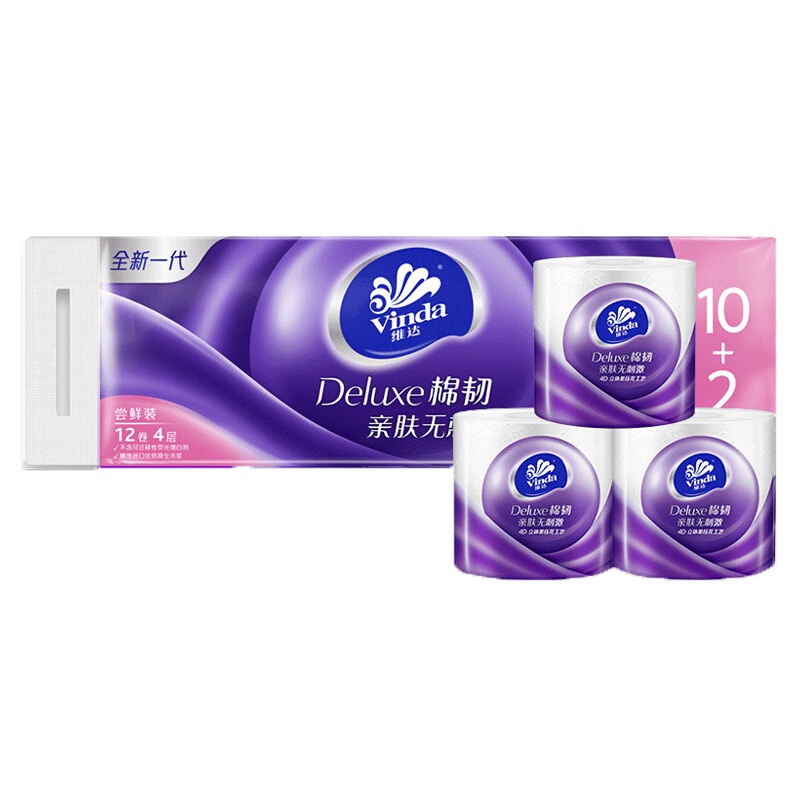 维达(Vinda)卷纸 立体美4D压花有芯卷纸棉韧不易破卫生纸4层110g卫生纸巾*72卷 （整件销售）