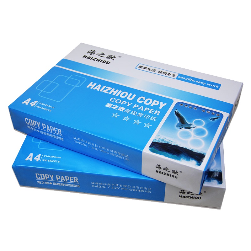 海之欧HZIZHIOU复印纸A4-80g打印木浆试卷凭证纸4000张复印纸打印纸多功能学生办公可用8包/箱