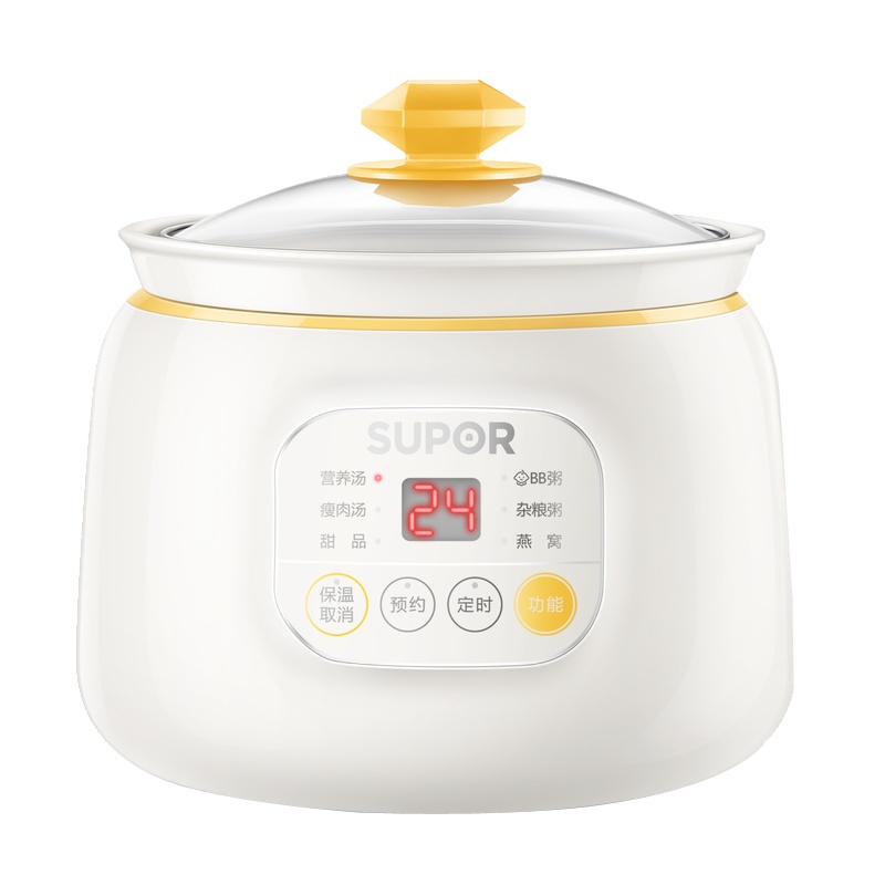 苏泊尔(SUPOR)电炖锅多功能电炖盅1L容量白瓷内胆煲汤锅炖汤锅煮粥锅燕窝炖盅BB煲可预约防溢锅DG10YC823