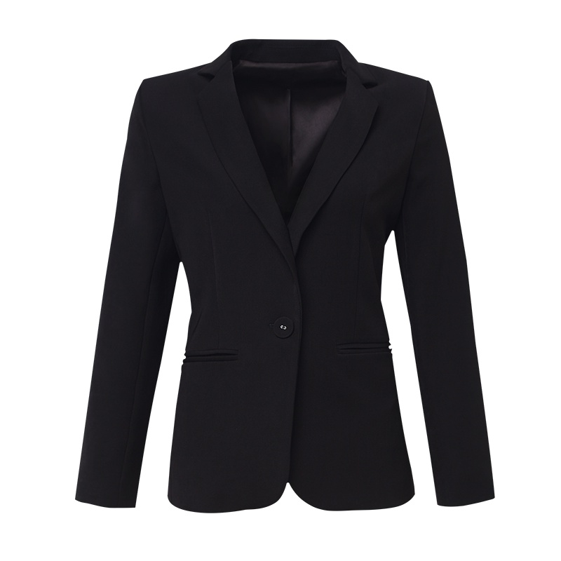 晩白 新品简约纯色百搭修身西装领职业OL小西装外套上衣女