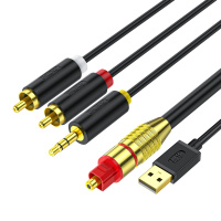 晶华 数字光纤音频转换线器电视机顶盒PS4转双莲花2RAC+3.5mm音响功放耳机SPDIF转模拟黑色5米Z238I