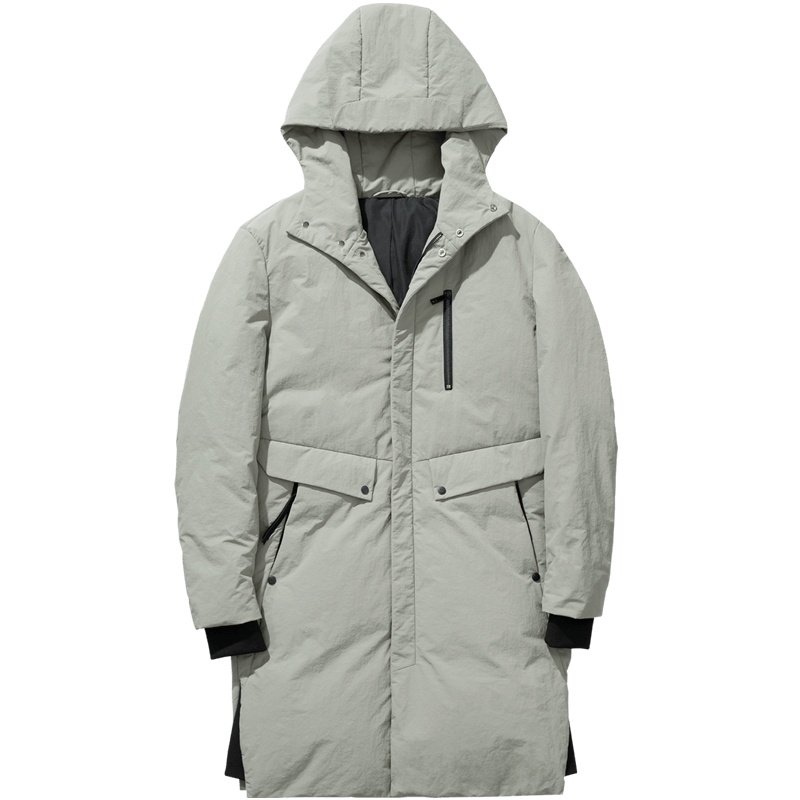 千纸鹤冬装外套男2019新款潮流防风保暖连帽长款羽绒服男潮60207