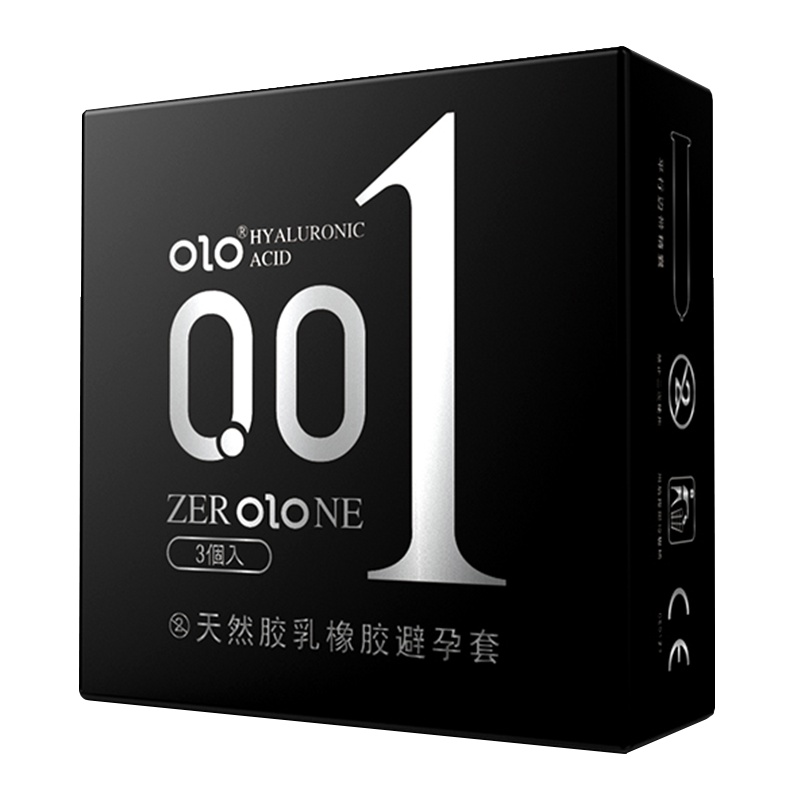 我乐OLO玻尿酸避孕套3只装 男用0.01超薄款型安全套 男性系列光面润滑丝薄套套子保险套成人情趣性用品计生用品