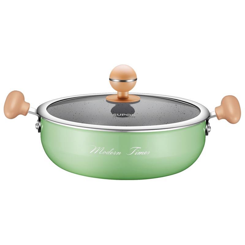 苏泊尔(SUPOR)迷色系列火锅锅具电磁炉燃气通用汤锅家用不粘锅具 绿色 ET24JAP01-V