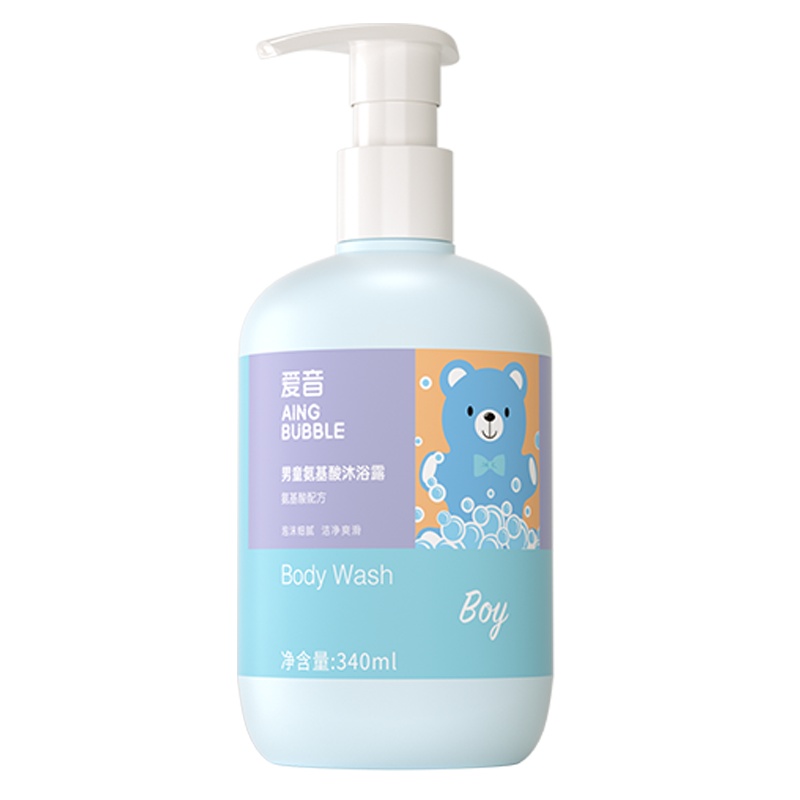 AING爱音 儿童氨基酸沐浴露 3-6-12岁专用浴液男女童宝宝洗澡泡泡 340ML 男童款