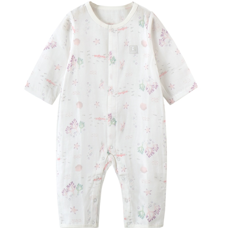 童泰新款婴儿衣服3-18月男女宝宝连体内衣纯棉闭裆哈衣棉纱空调服