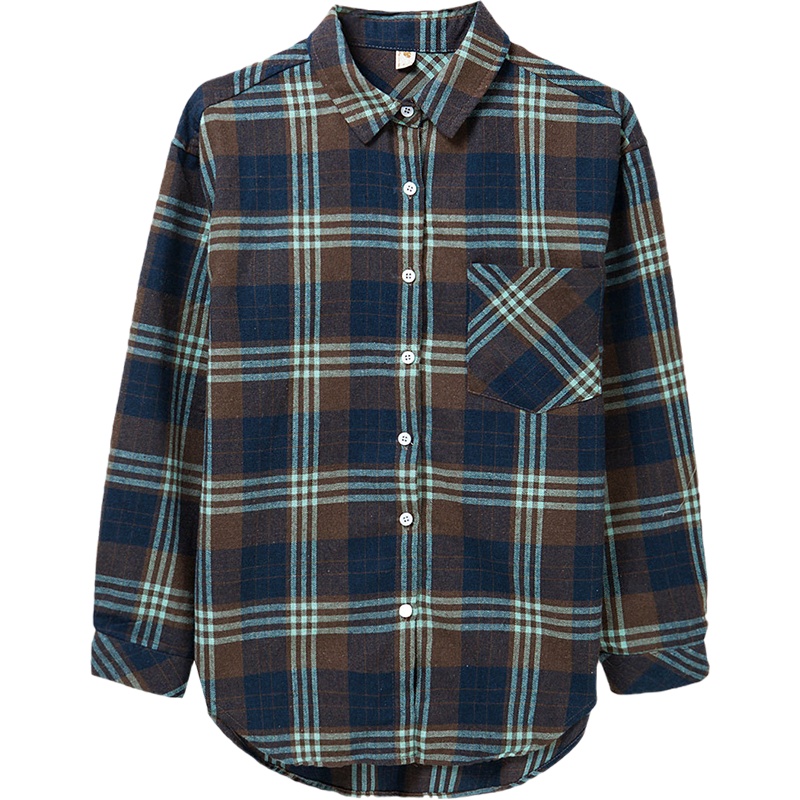 恒源祥女士衬衫2020秋款格子衬衫女士长袖休闲X打底衫时尚上衣女