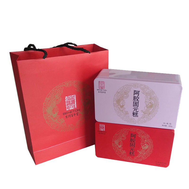 东阿百年堂血珀天胶阿胶固元糕 送礼佳品 玫瑰大枣枸杞型阿胶膏280g*2盒/提 即食阿胶糕特惠组合装560g