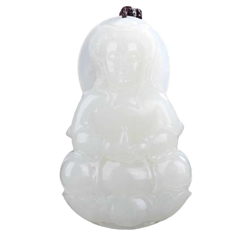 臻玉盈新疆和田玉白玉观音吊坠男士项链挂件玉坠玉佩女士正品证书自戴送人民族风