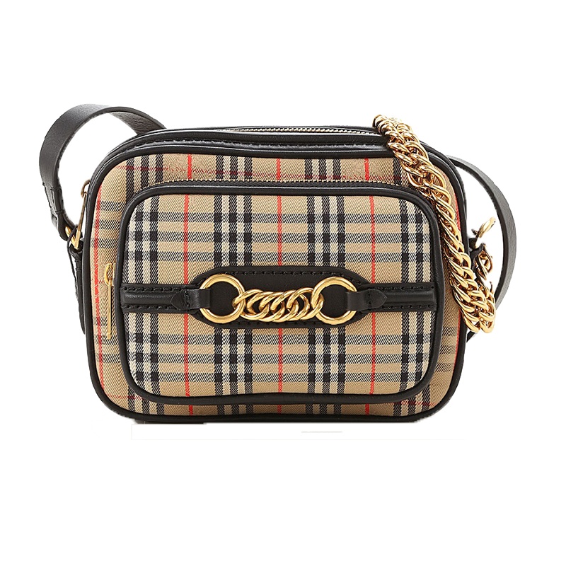 [直营]博柏利(BURBERRY)复古经典格纹链条相机包 女士单肩包斜挎包 女包