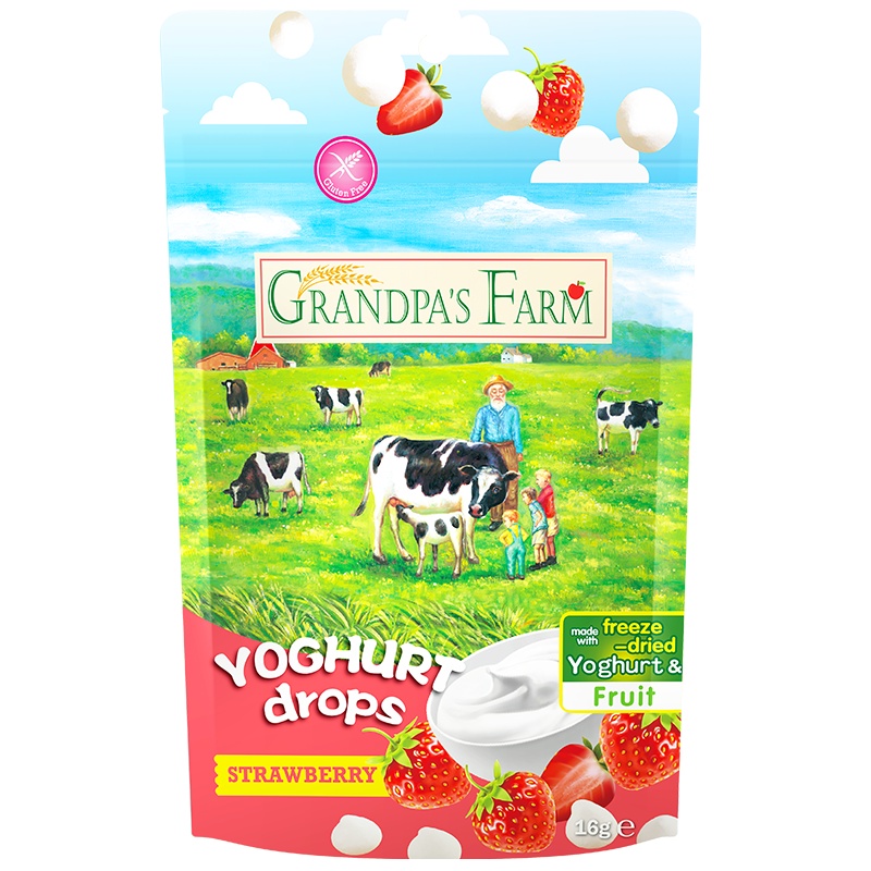 爷爷的农场 婴幼儿宝宝零食进口益生菌酸奶溶豆 草莓酸奶溶豆 16g/袋