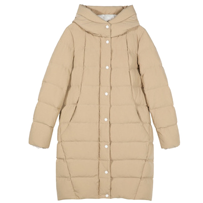 【专柜同款】白鸭绒面包服女2019秋冬季新款韩版修身中长款连帽保暖时尚羽绒服20014958