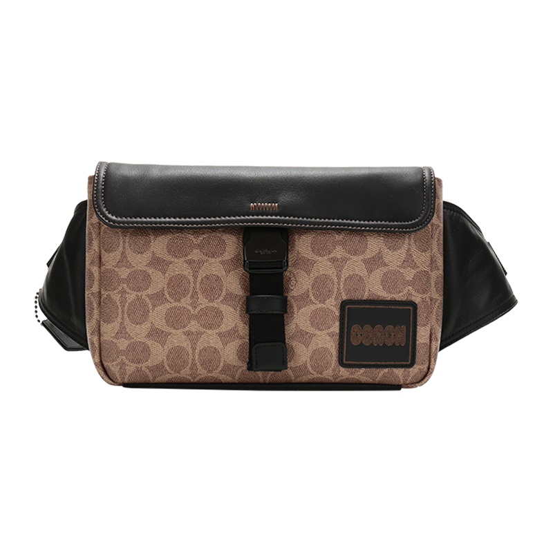 COACH 蔻驰 奢侈品 男款专柜款涂层帆布配皮PACER腰包胸包斜挎包 89065