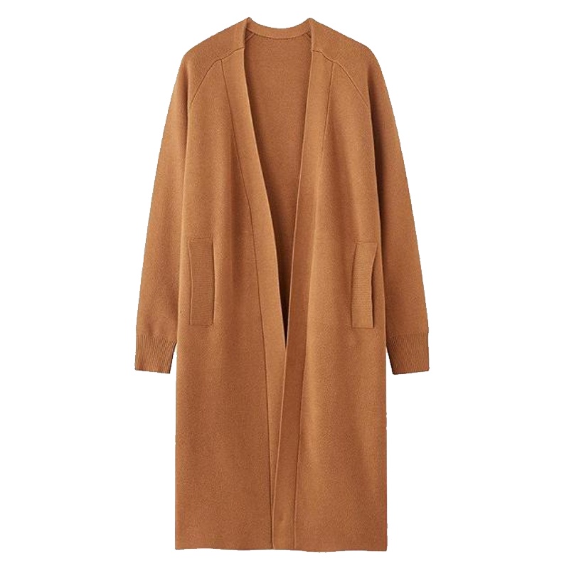 拉夏贝尔Puella中长款宽松显瘦修身薄毛衣针织开衫外套女20012353