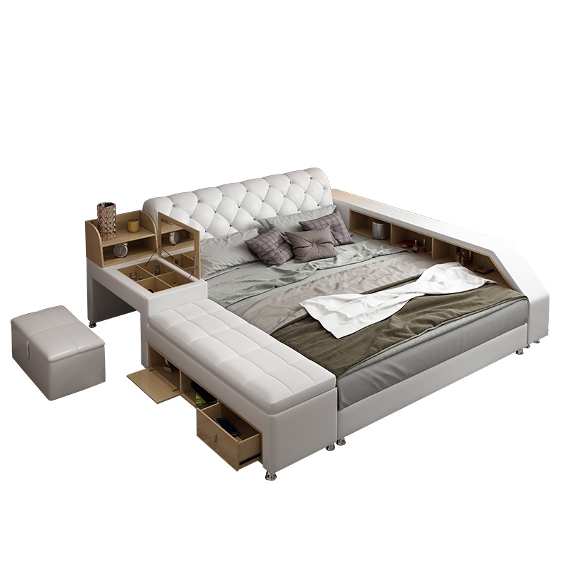 佐特 床真皮床榻榻米床 简欧现代卧室家具大小户型多功能储物双人床婚床