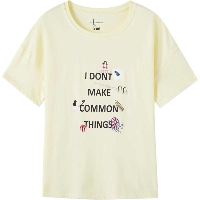 拉夏贝尔韩版宽松纯棉字母学生T恤短袖女新款潮休闲百搭夏装上衣