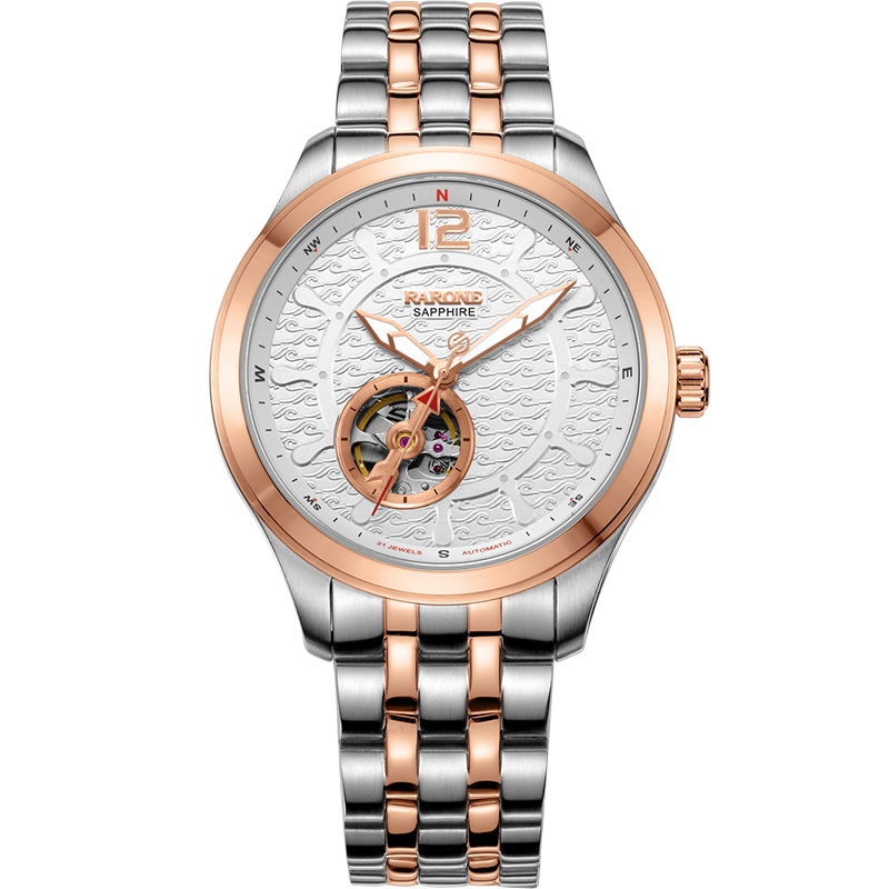 雷诺RARONE【透底镂空】蓝宝石表镜自动机械男表都市商务钢带表男8670029