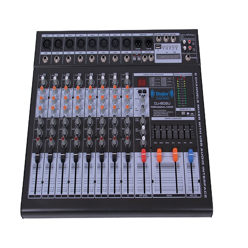 迪玠宝(DISJBO)DJ-802USB 专业8路带USB带效果调音台 会议室 舞台 婚庆 混响调节