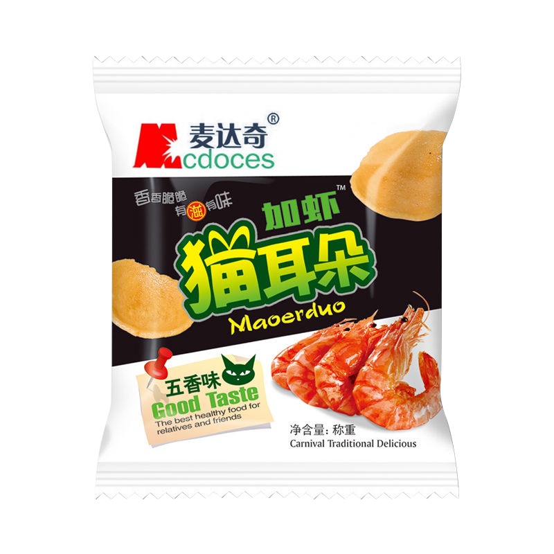 麦达奇加虾猫耳朵猫耳酥特色零食怀旧小吃儿时美味五香口味（约25g每包）