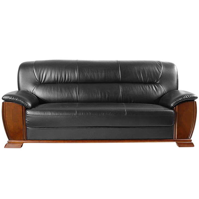 迪欧 DIOUS 现代简约 办公沙发 真皮办公室沙发 SA8010H-2 黑色 牛皮三人位