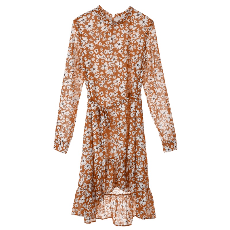 裂帛小碎花圆领连衣裙夏装新款海边度假沙滩裙休闲收腰裙子